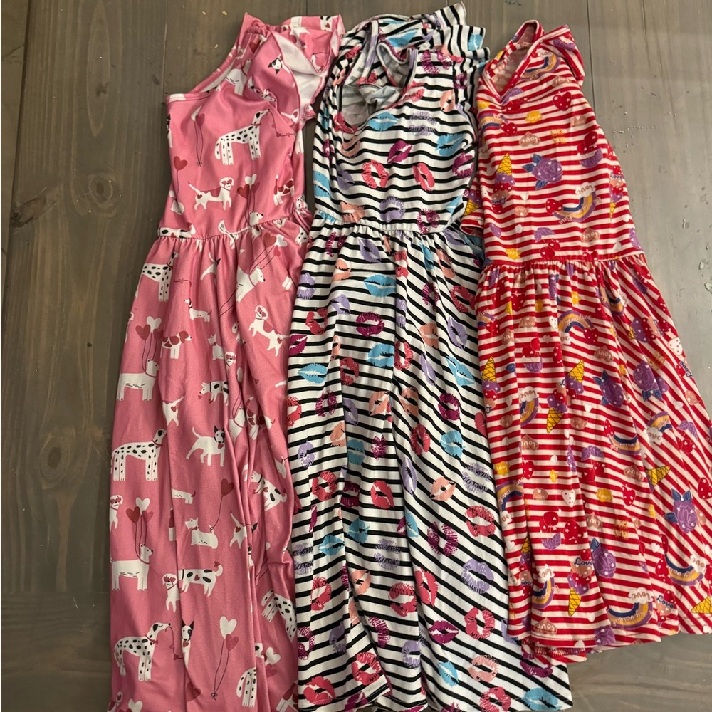 Pre Owned Lot Girls 3 Dot Dot Smile Valentines Love Heart Dresses Size 8 10